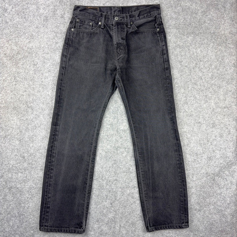 Levis 505 Jeans Men 30x30 Faded Black Regular Fit Straight Leg Denim Pants 28x28
